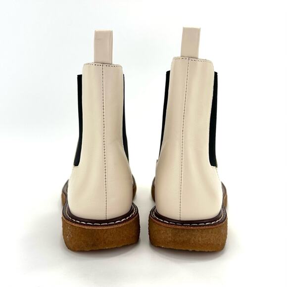 J. Crew Off White Chelsea Boots Size 7 Genuine Leather Flat Platform Booties New - Picture 5 of 13